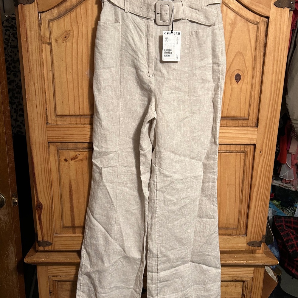 NWT Los Angeles Atelier Wide Leg  Pants 100% Linen